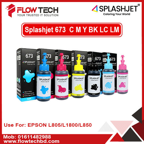 Splashjet T673 Compatible Refill Ink for Epson L805, L800, L1800, L810, L850 Printer